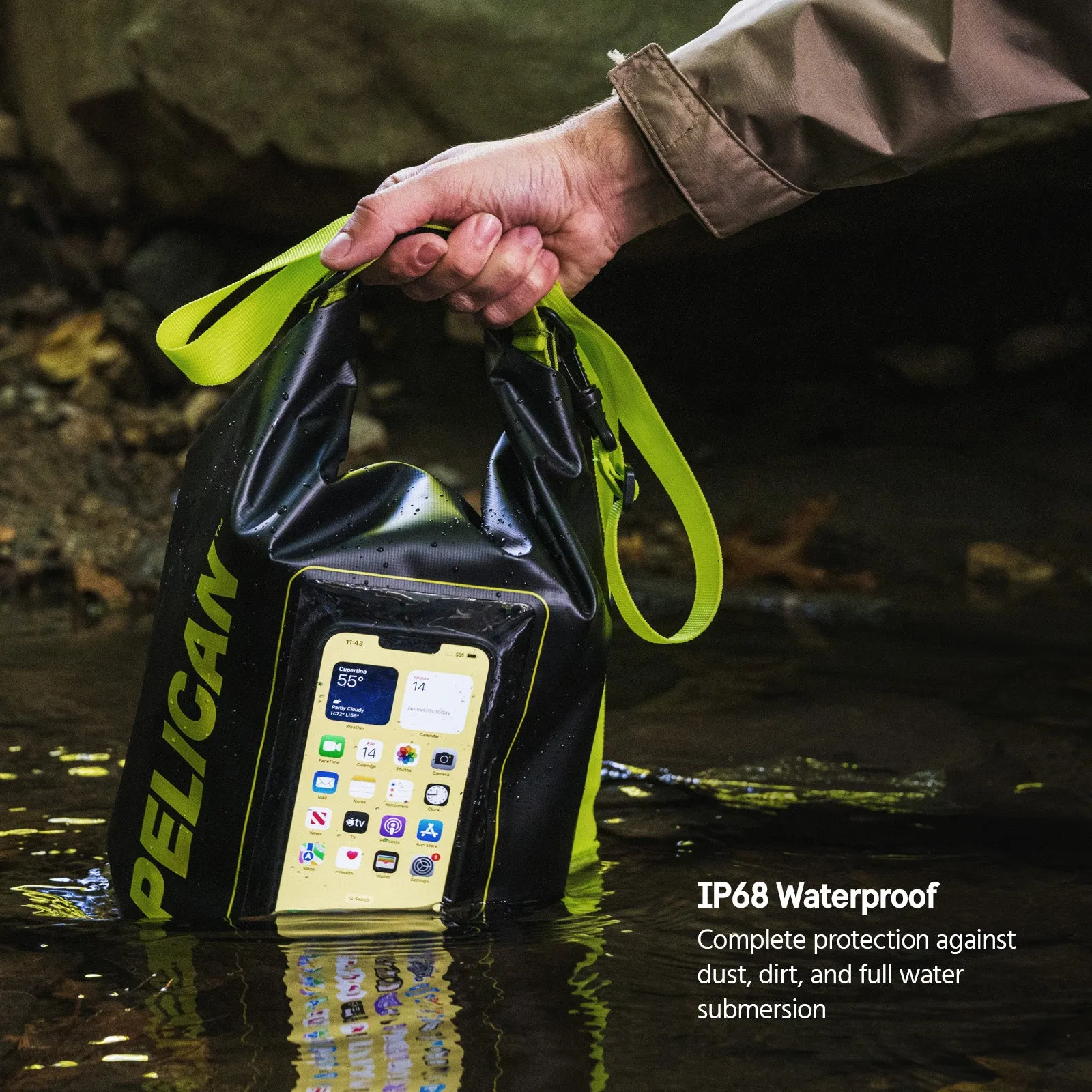 2 Pack Pelican Marine Water Resistant Dry Bag (Black/Hi Vis Yellow)