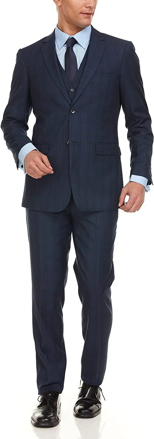Adam Baker Men's Ultra Slim Fit 3-Piece (Jacket, Vets, Trousers) Vested Suit Set