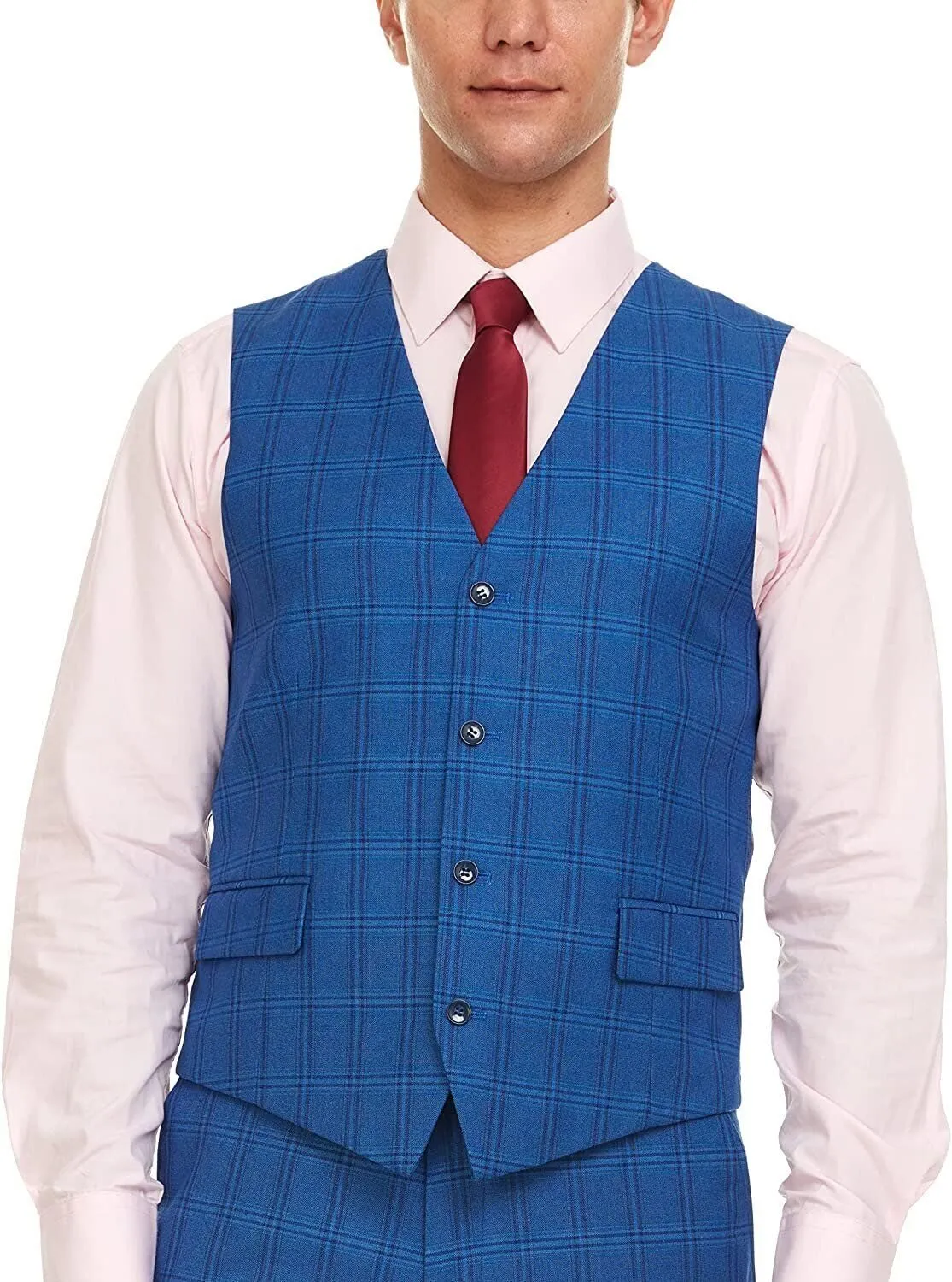 Adam Baker Men's Ultra Slim Fit 3-Piece (Jacket, Vets, Trousers) Vested Suit Set