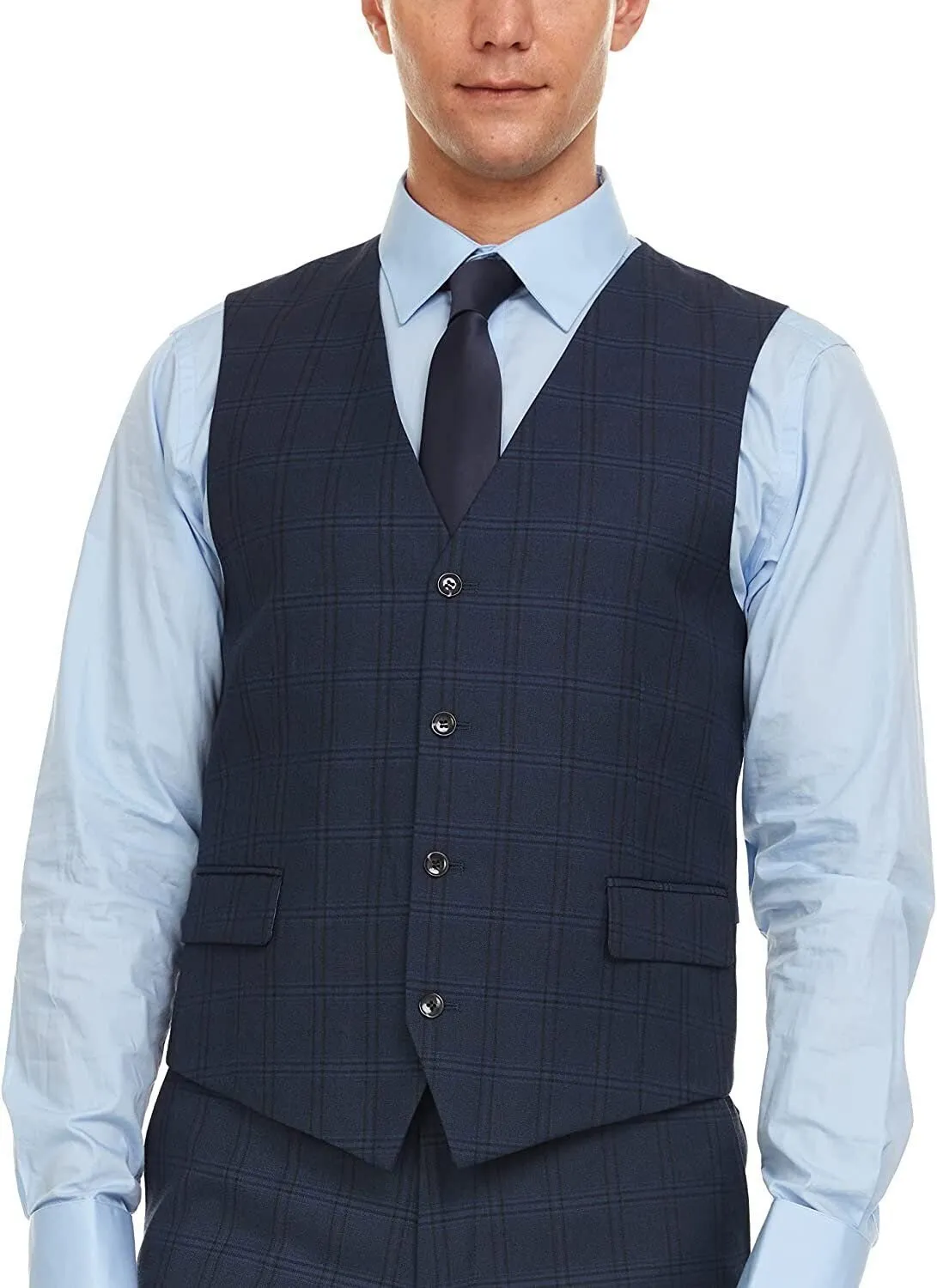 Adam Baker Men's Ultra Slim Fit 3-Piece (Jacket, Vets, Trousers) Vested Suit Set