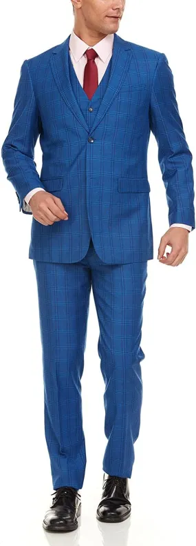 Adam Baker Men's Ultra Slim Fit 3-Piece (Jacket, Vets, Trousers) Vested Suit Set