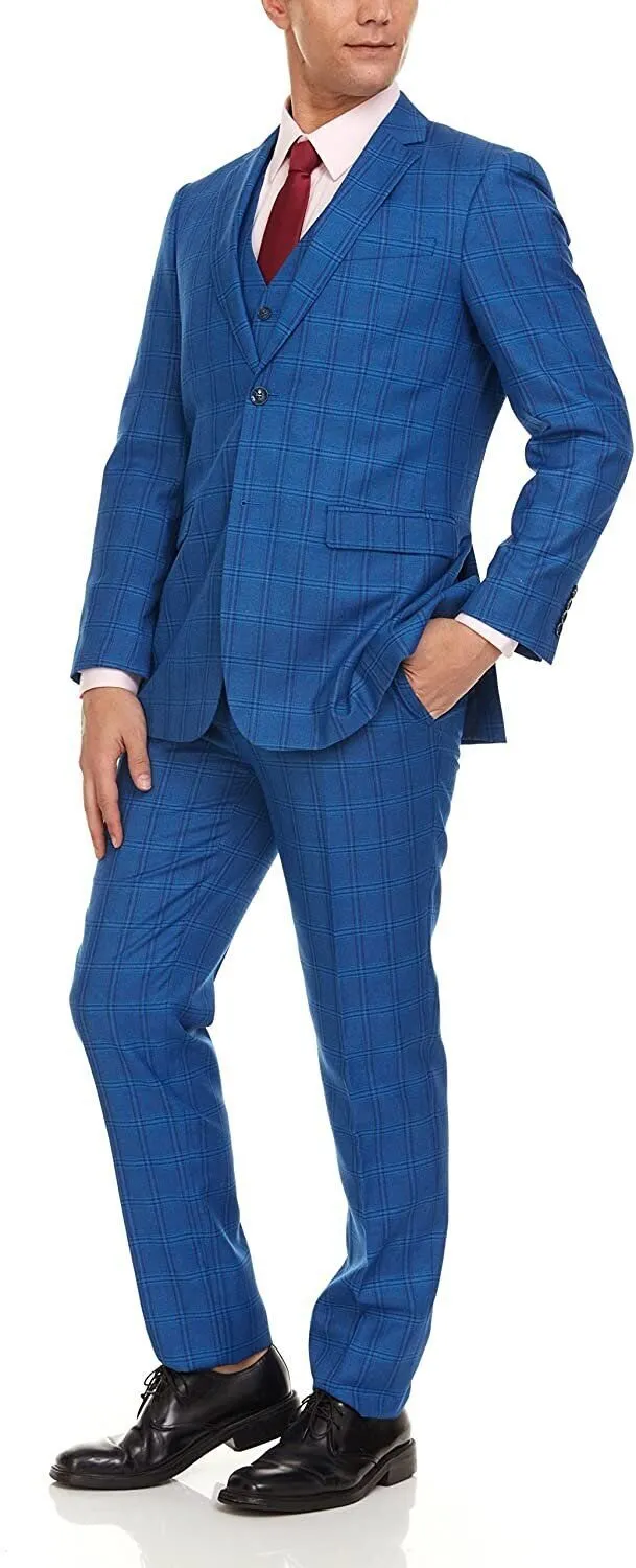 Adam Baker Men's Ultra Slim Fit 3-Piece (Jacket, Vets, Trousers) Vested Suit Set