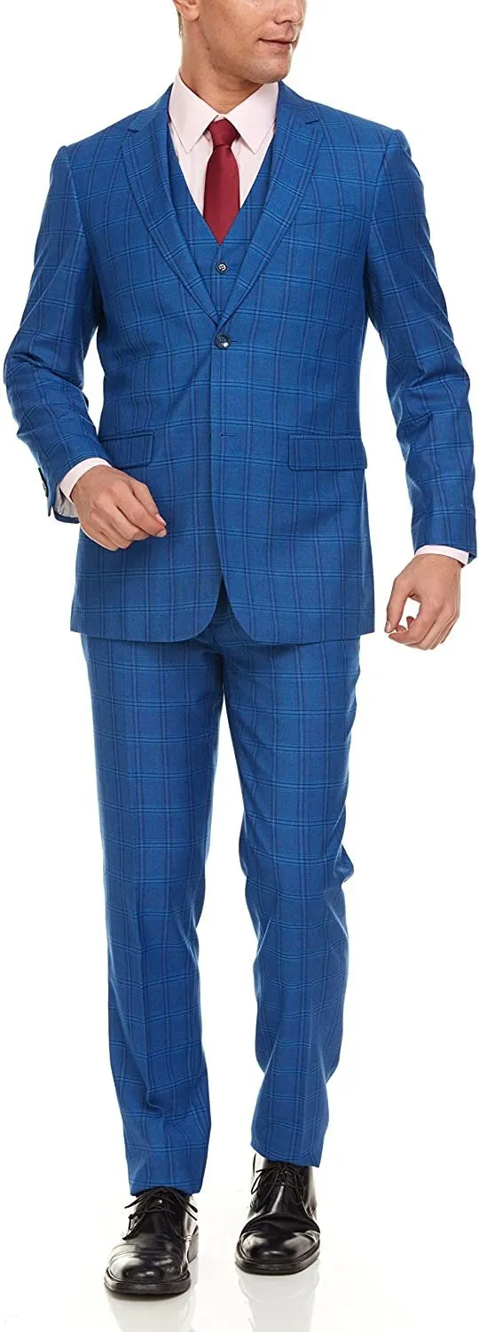 Adam Baker Men's Ultra Slim Fit 3-Piece (Jacket, Vets, Trousers) Vested Suit Set