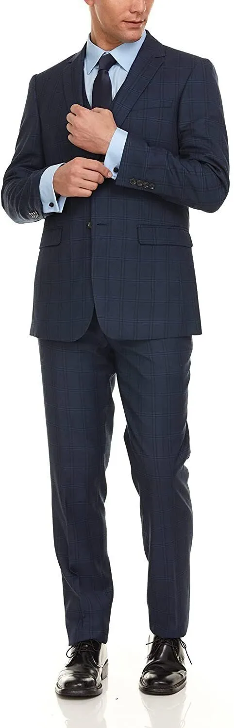 Adam Baker Men's Ultra Slim Fit 3-Piece (Jacket, Vets, Trousers) Vested Suit Set