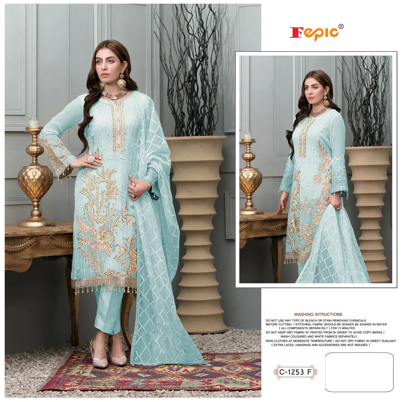Beautiful Designer Fepic Rosemeend C 1253 Pakistani Suite