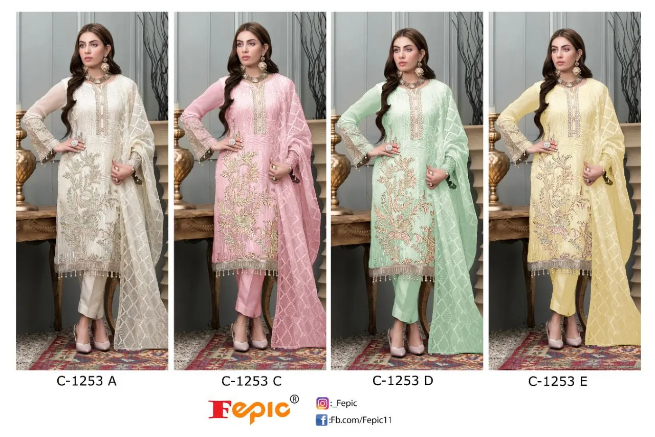 Beautiful Designer Fepic Rosemeend C 1253 Pakistani Suite