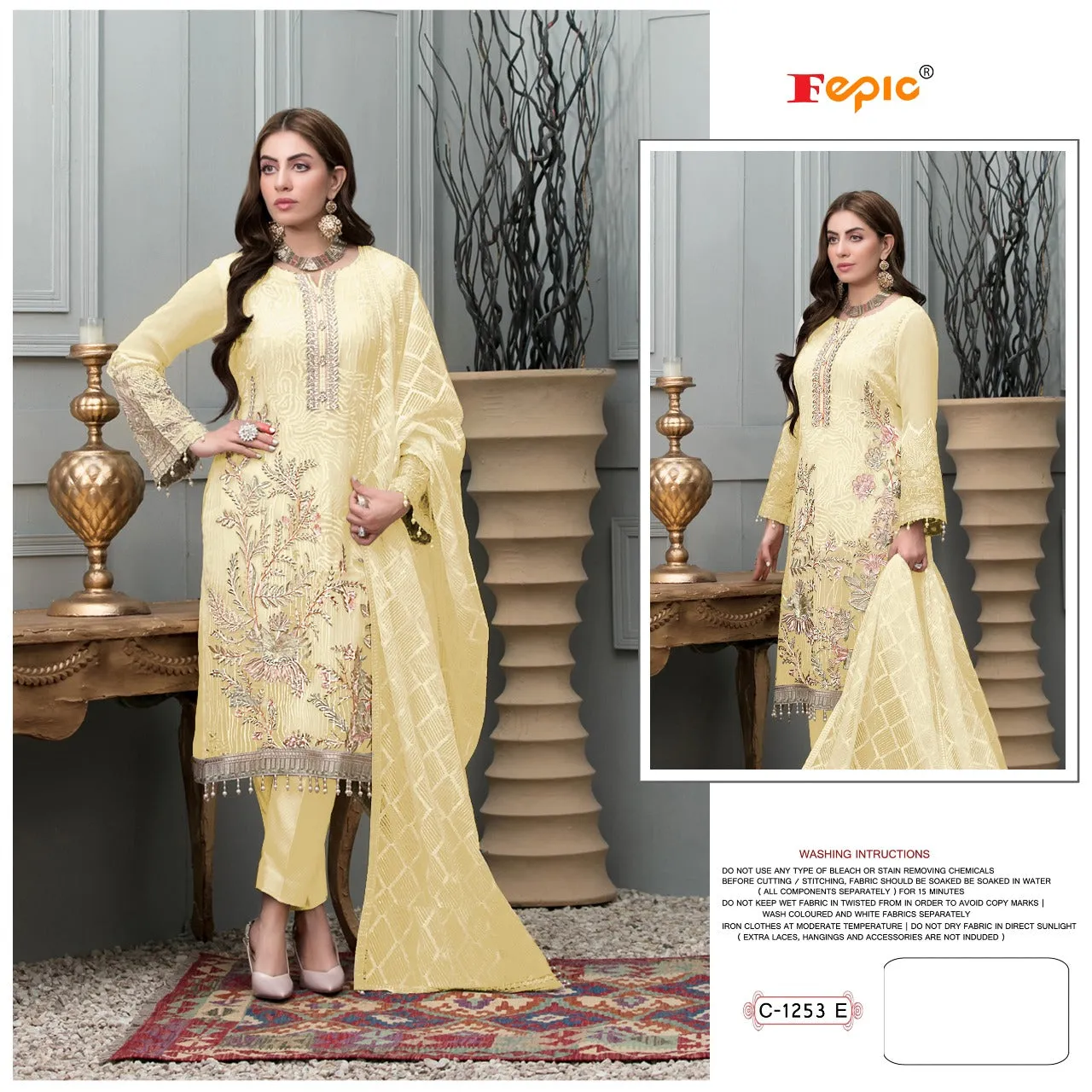 Beautiful Designer Fepic Rosemeend C 1253 Pakistani Suite