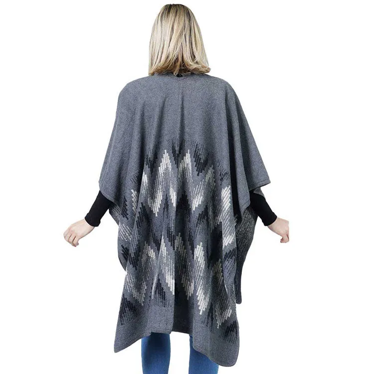 Chevron Pattern Cape Poncho Shawl Wrap