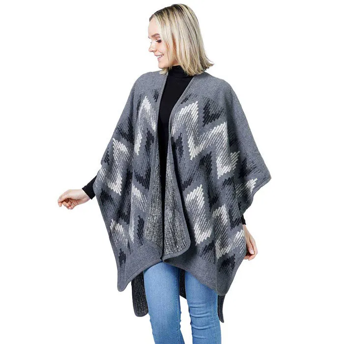 Chevron Pattern Cape Poncho Shawl Wrap