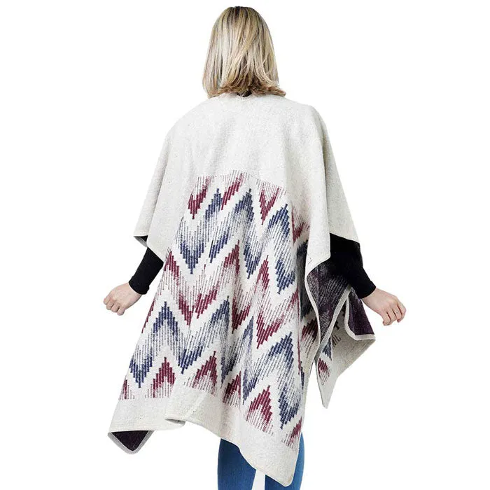 Chevron Pattern Cape Poncho Shawl Wrap