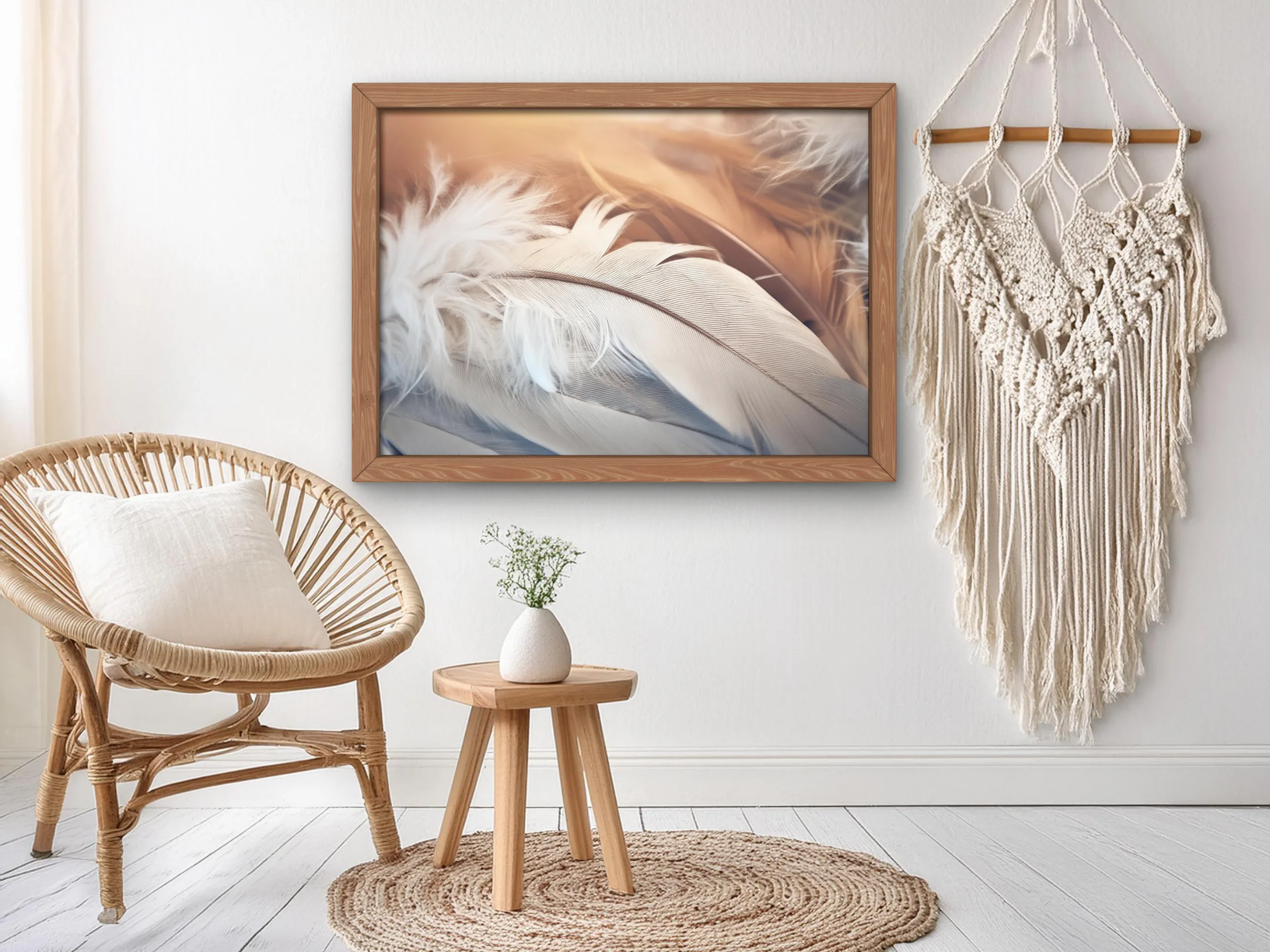 Elegant Feathers in Abstract Light Digital Wall Art