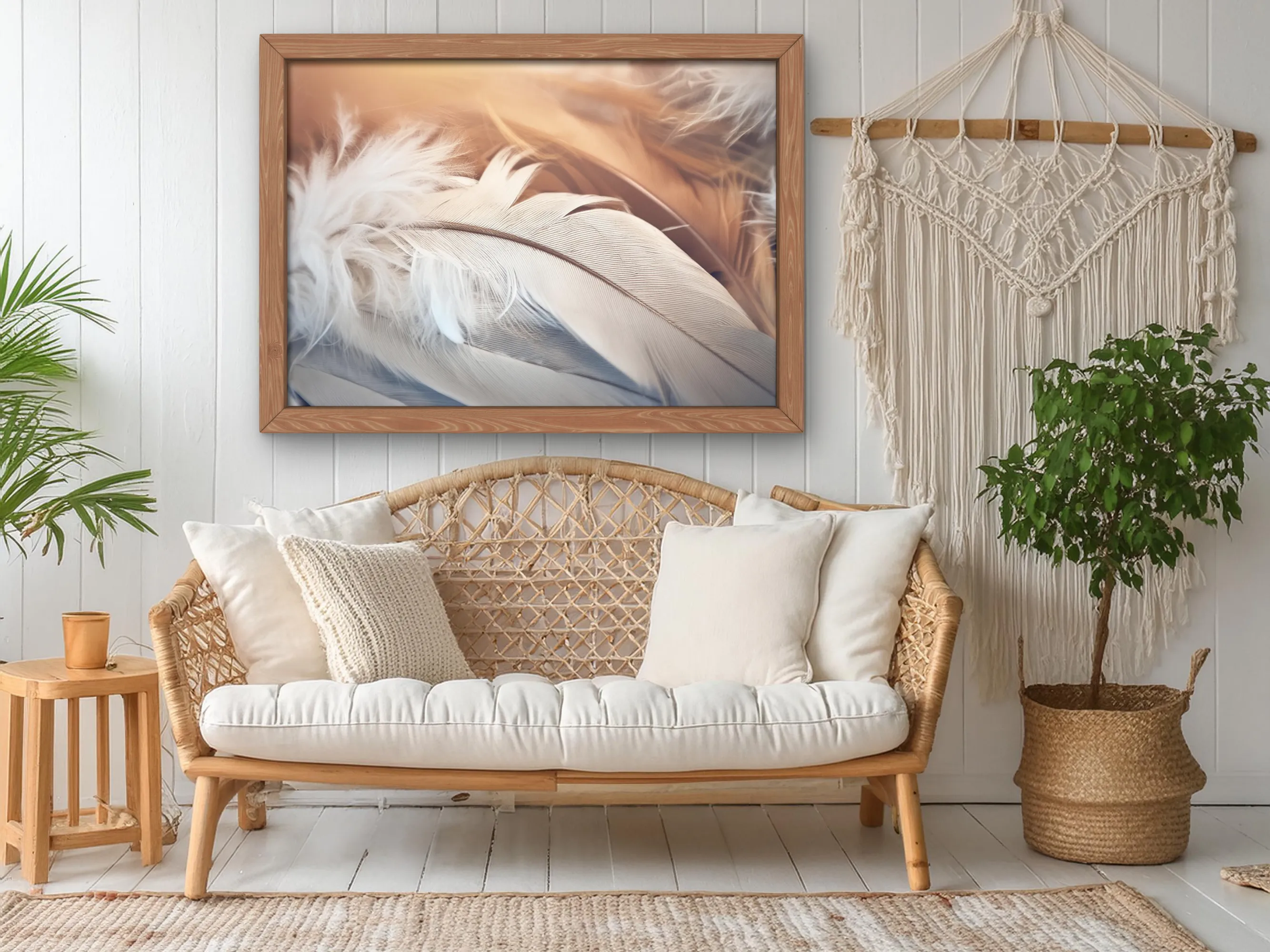 Elegant Feathers in Abstract Light Digital Wall Art