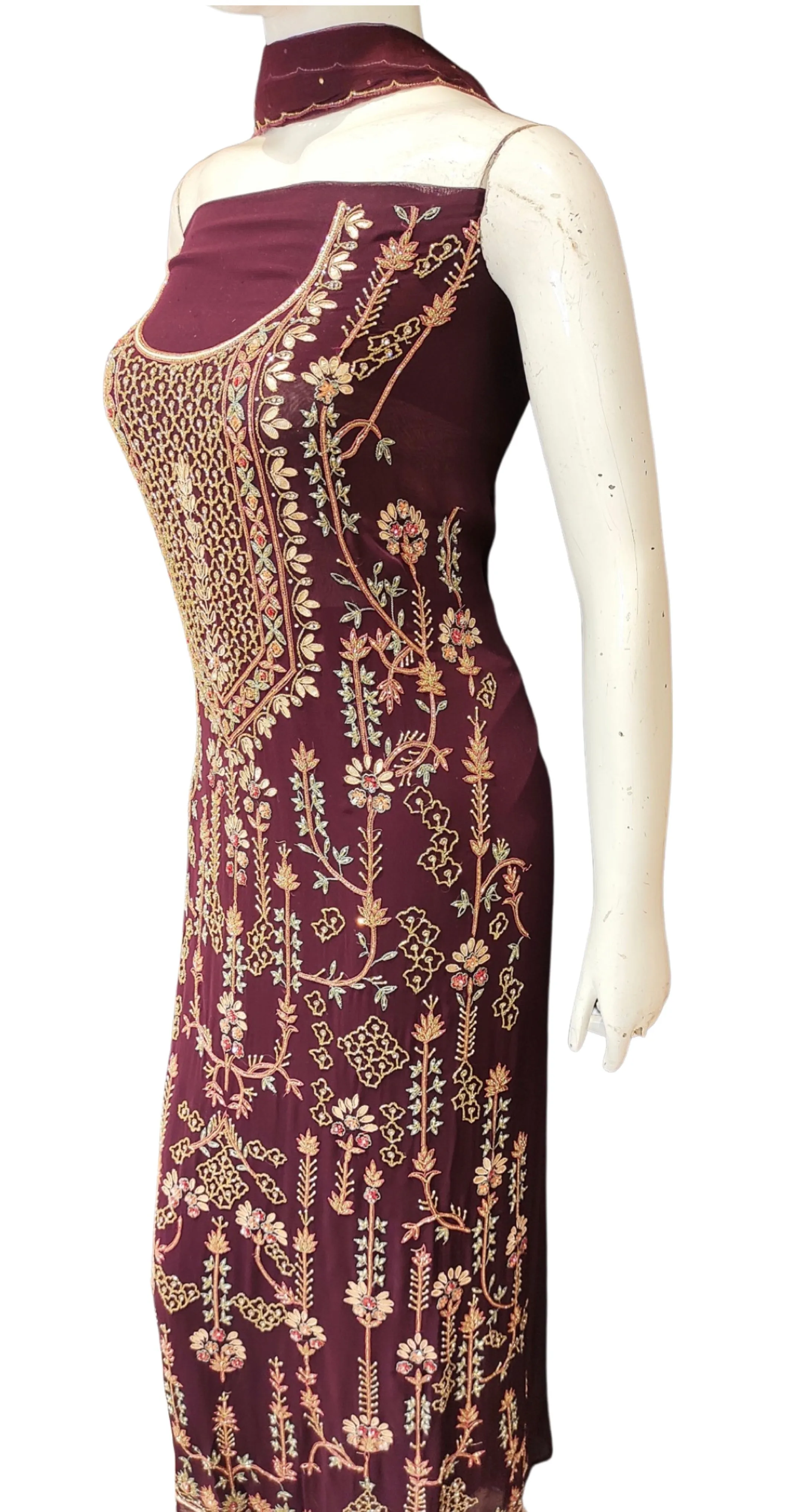 Georgette Unstitched Suit with Hand Embroidery