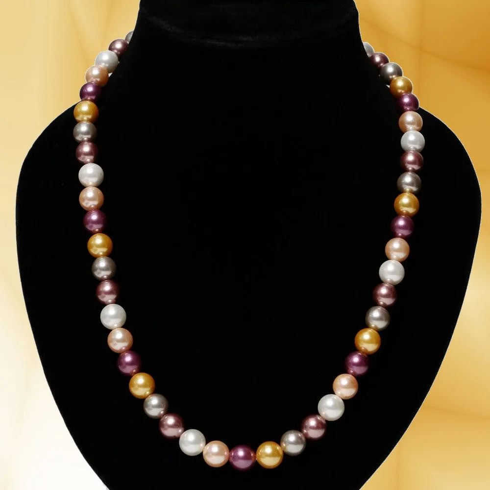Imeora Multicolor 10mm Shell Pearl Necklace