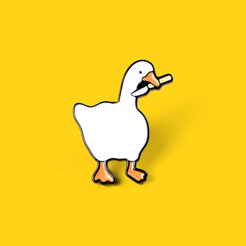 Kawaii Cartoon Goose Brooch