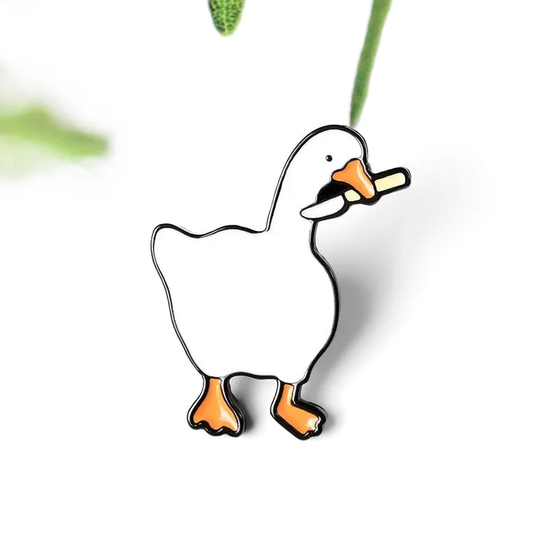 Kawaii Cartoon Goose Brooch