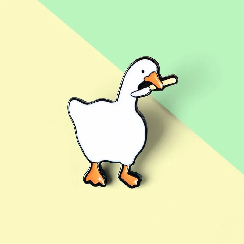 Kawaii Cartoon Goose Brooch
