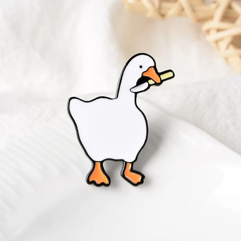 Kawaii Cartoon Goose Brooch
