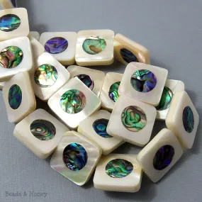 Makabibi Shell Inlaid Abalone Shell Square 20mm (3pcs)