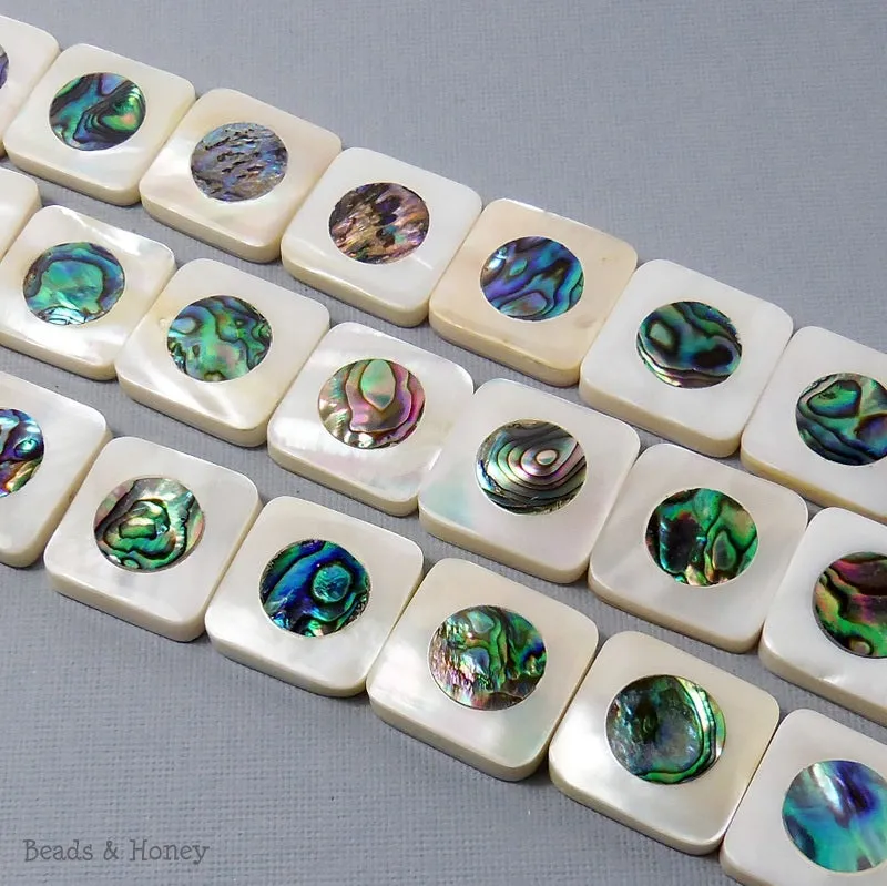 Makabibi Shell Inlaid Abalone Shell Square 20mm (3pcs)