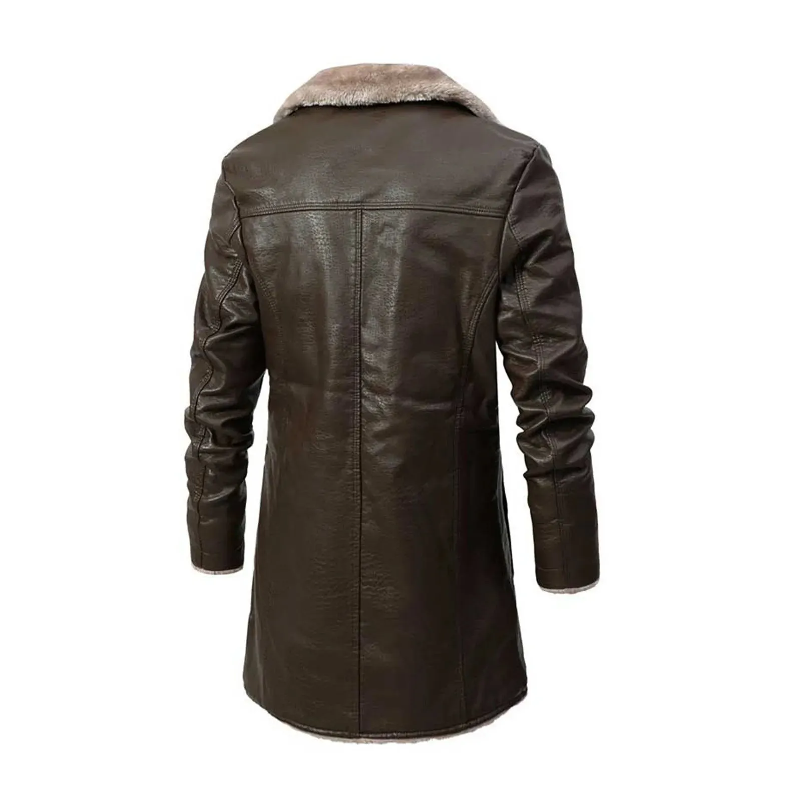 Men'S Autumn And Winter Jackets Mid-Length Business Plus Velvet Lapel Suit Plush Hooded Collar Slim Fit Leather Warm Outwear