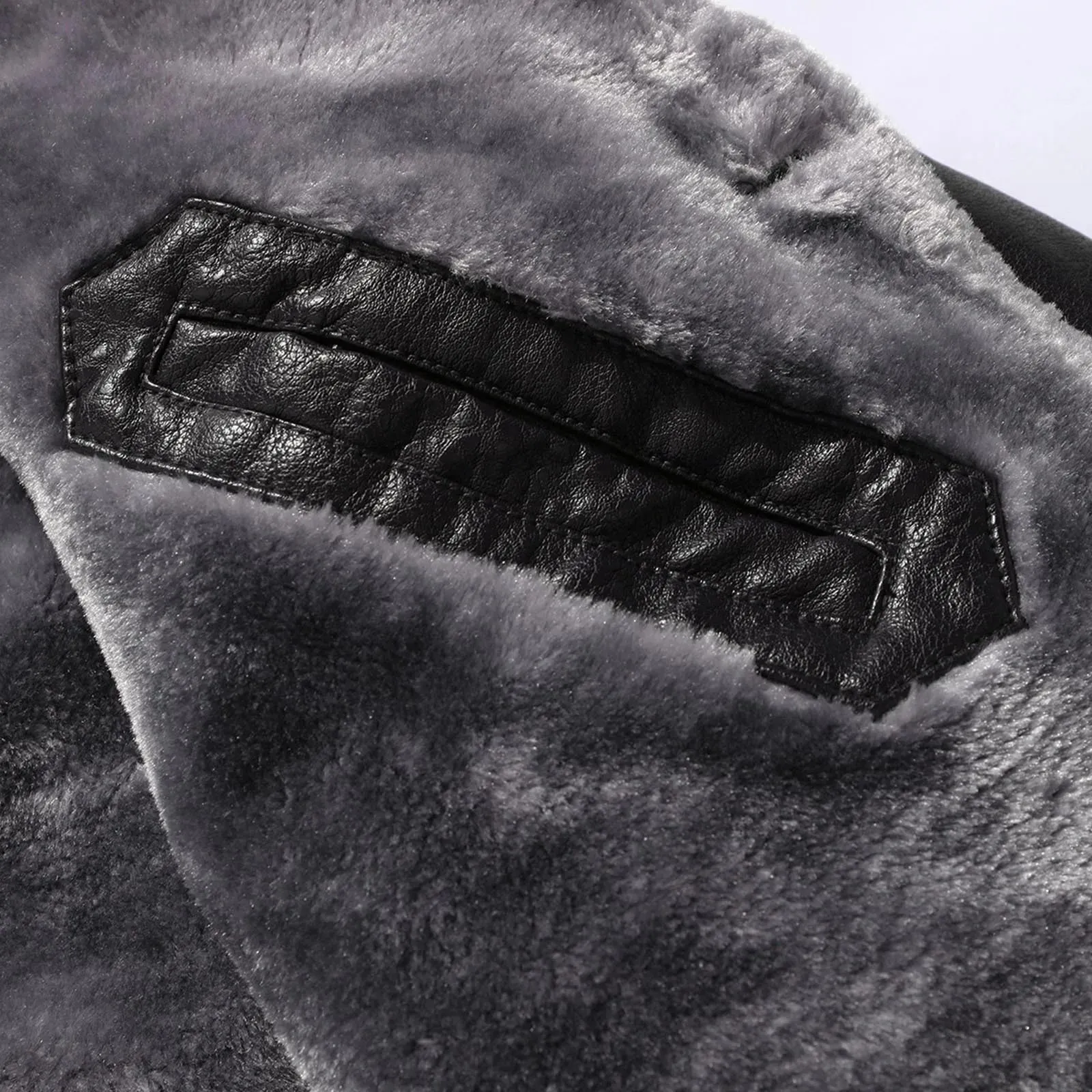 Men'S Autumn And Winter Jackets Mid-Length Business Plus Velvet Lapel Suit Plush Hooded Collar Slim Fit Leather Warm Outwear