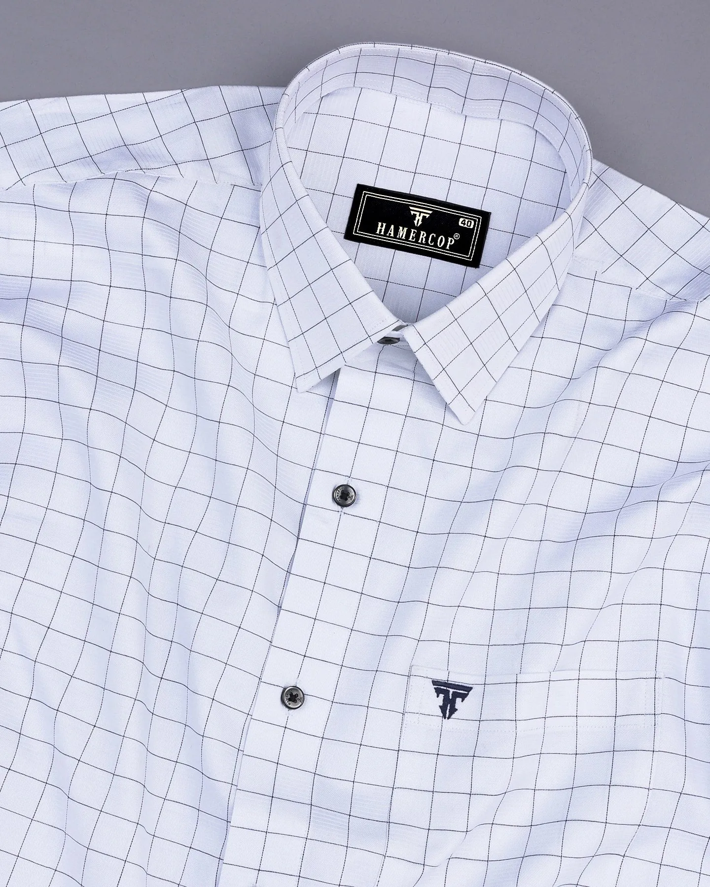 Pascal White With Blue Check Dobby Premium Giza Shirt