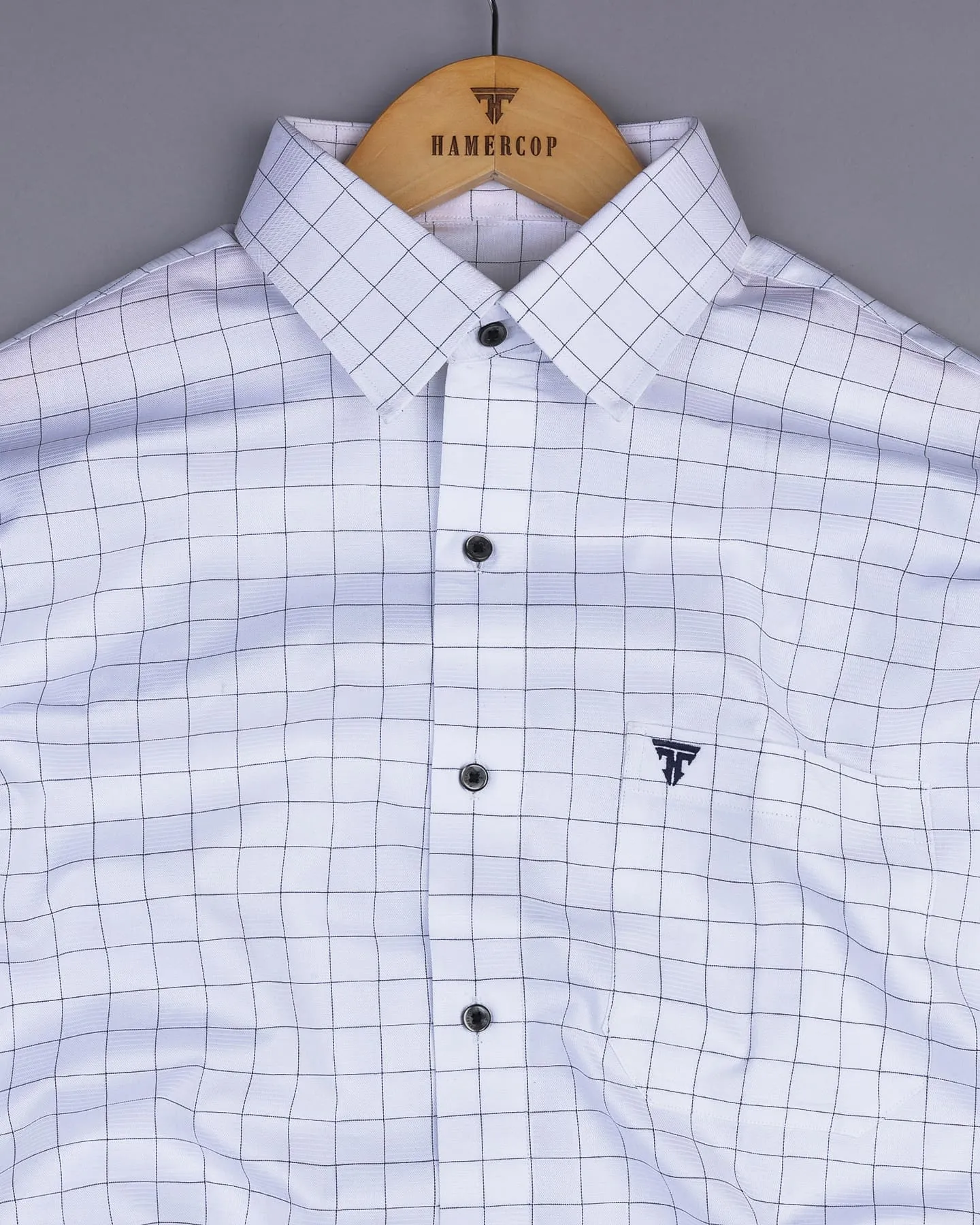 Pascal White With Blue Check Dobby Premium Giza Shirt