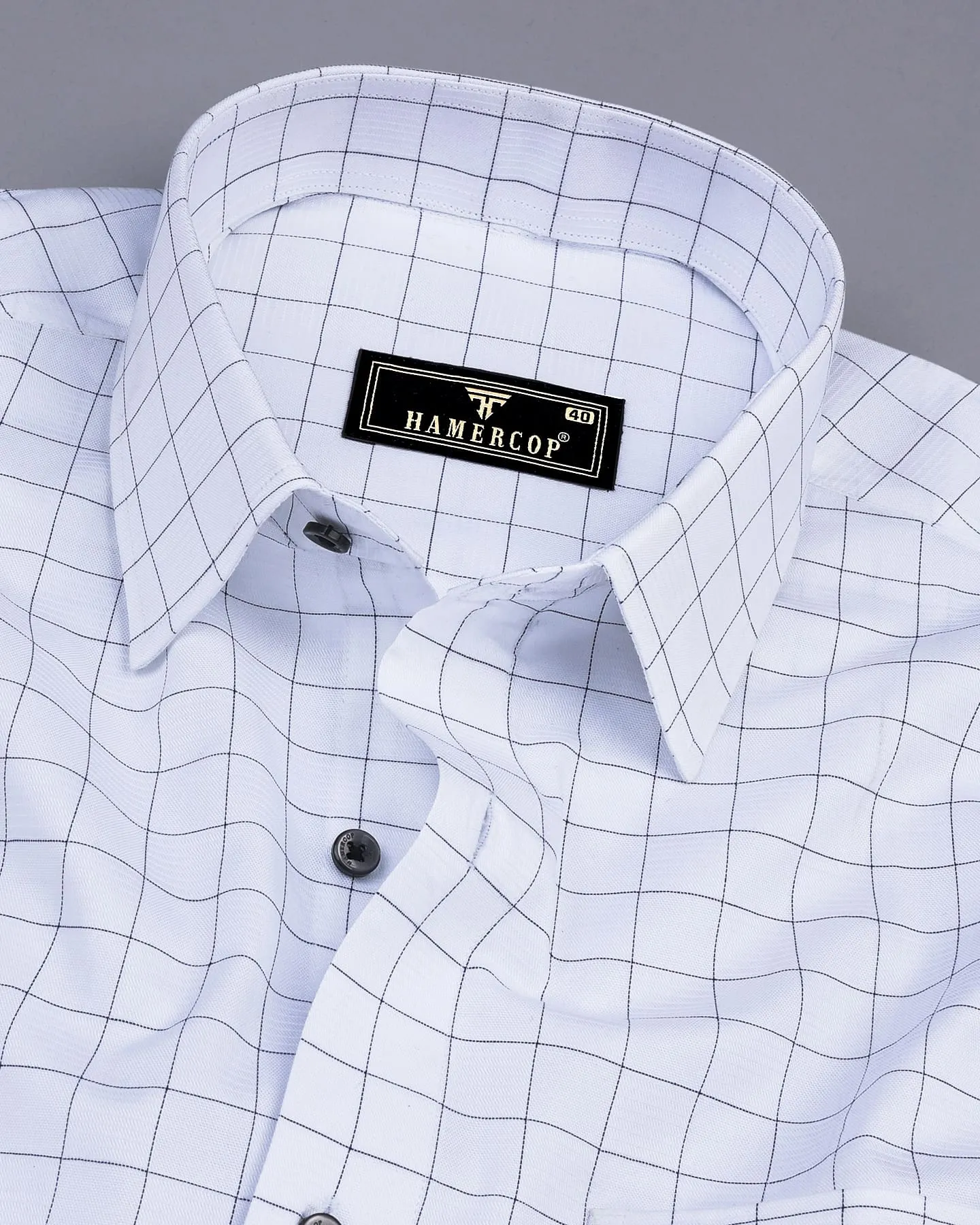 Pascal White With Blue Check Dobby Premium Giza Shirt