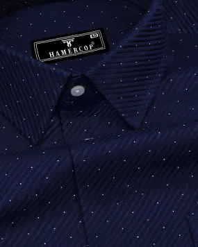Pernik Blue With White Dot Printed Premium Giza Shirt