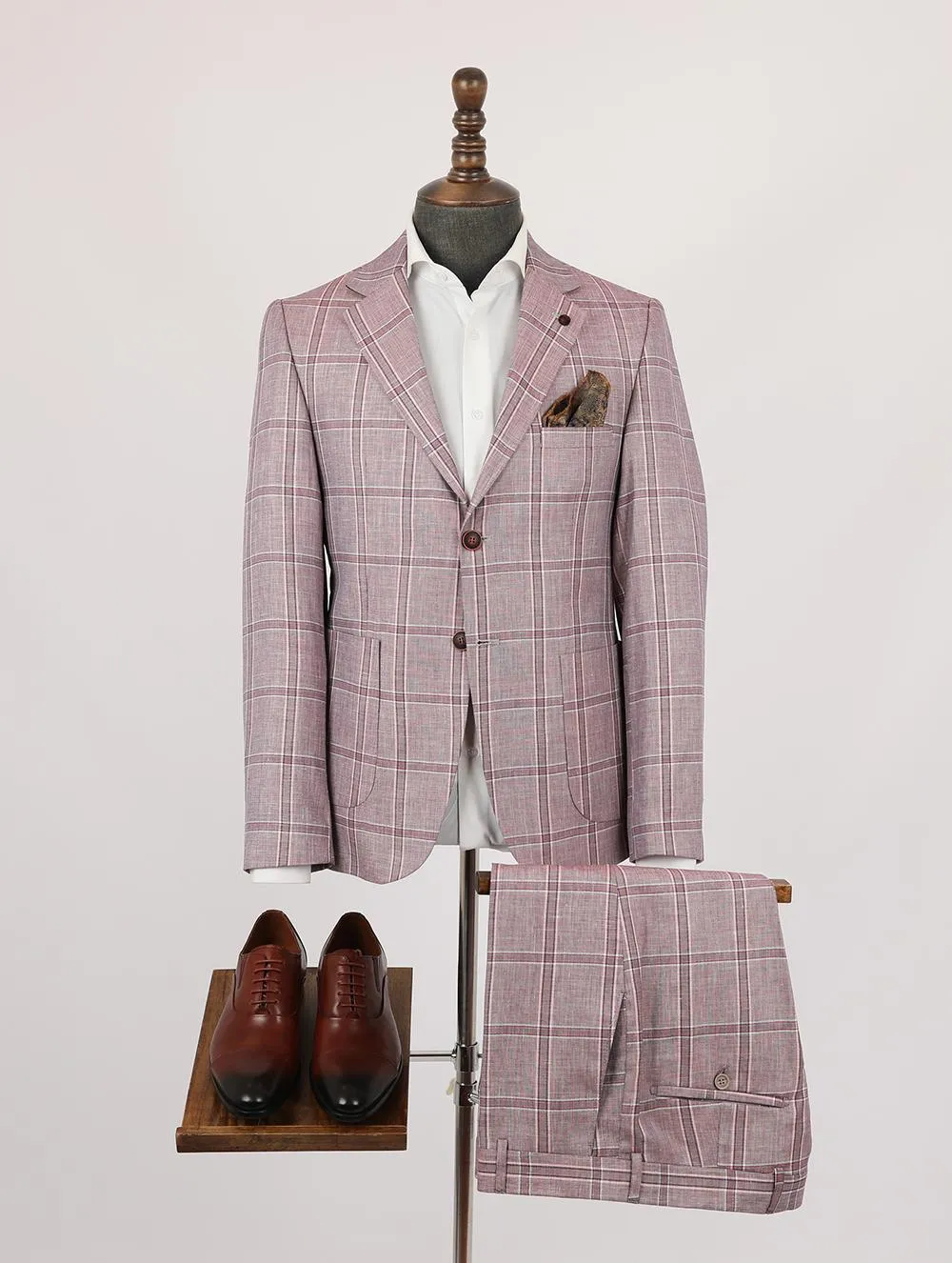 Pink Pure Linen Men Summer Suit
