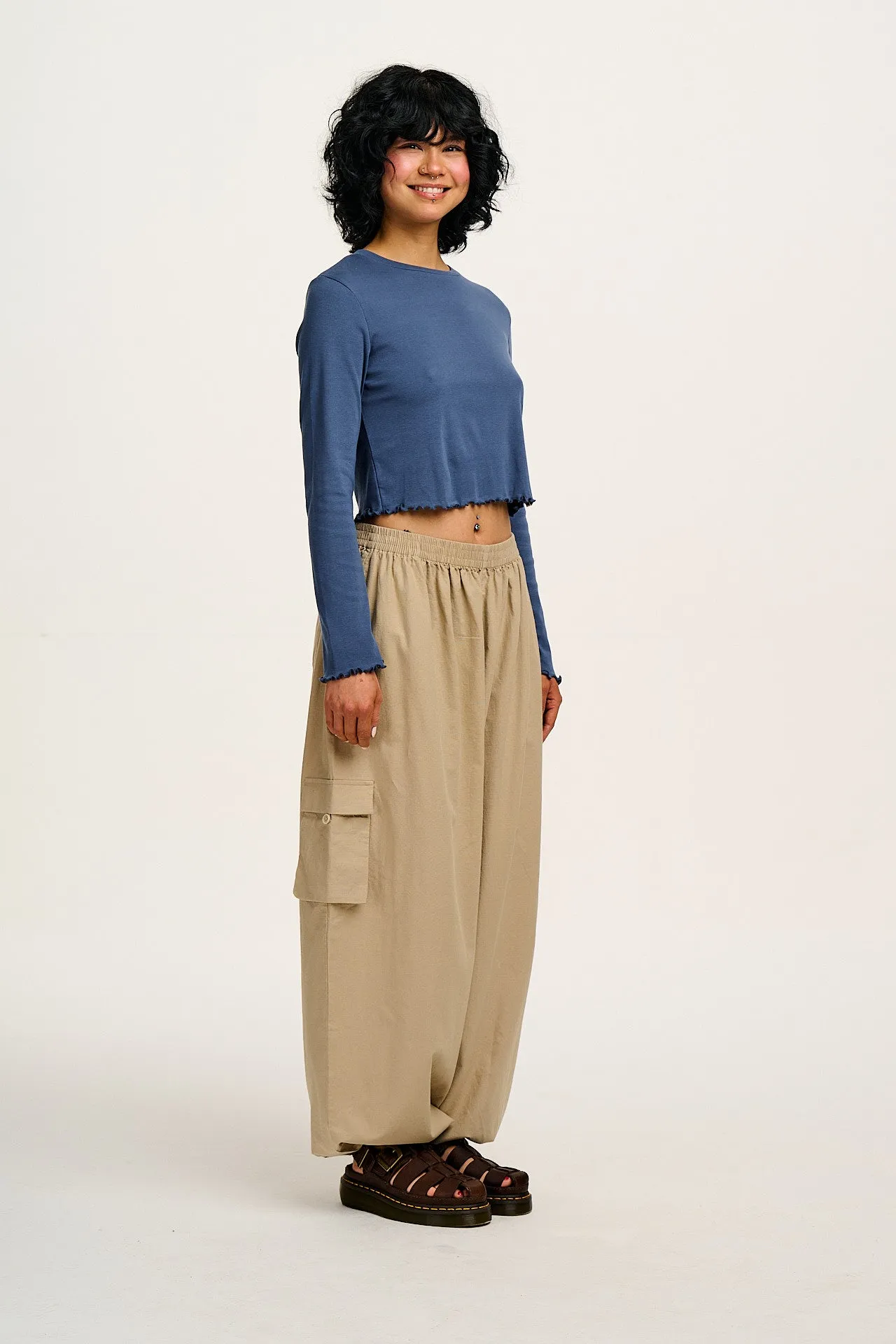 Rumi - Cotton & Linen Balloon Trousers in Beige