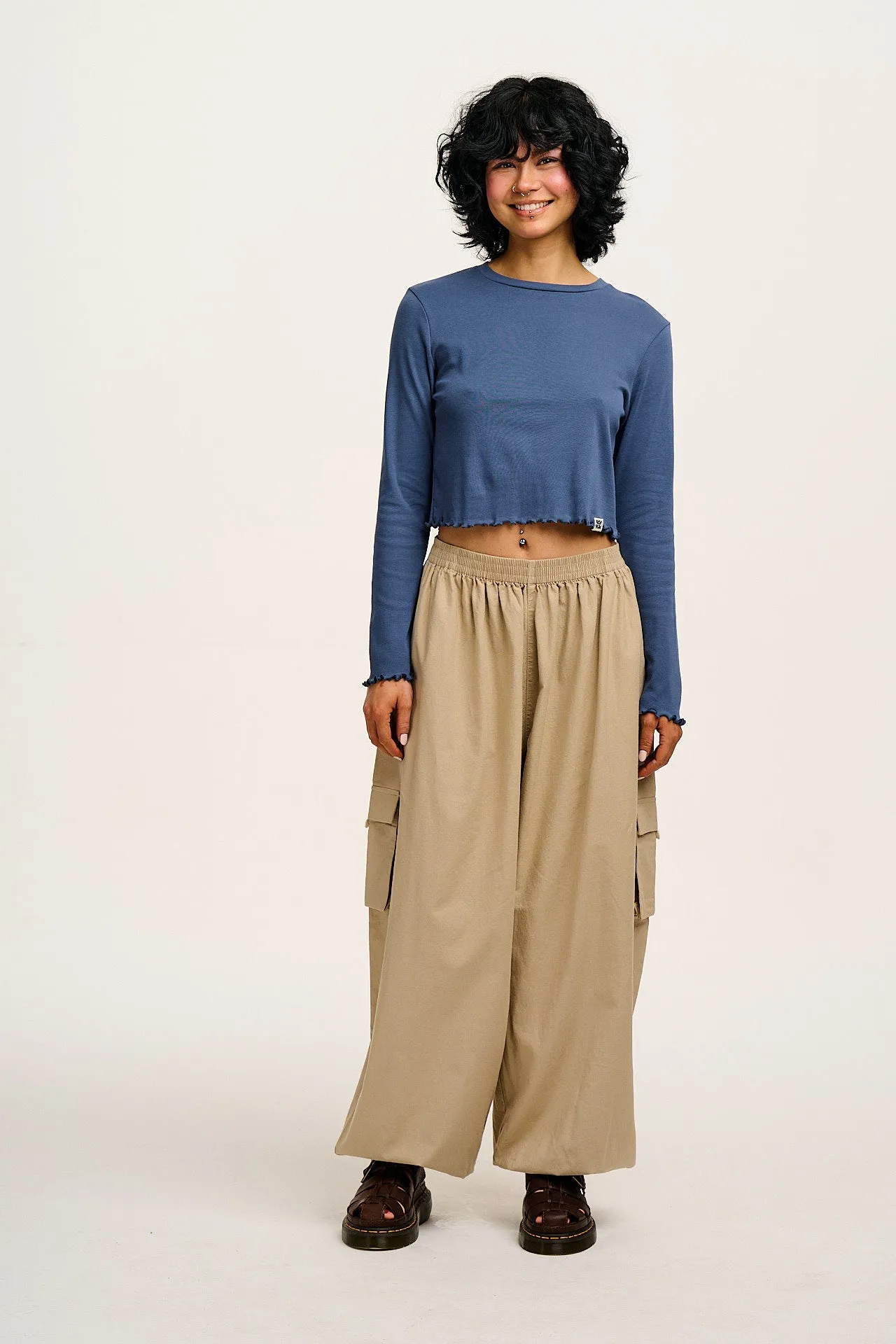 Rumi - Cotton & Linen Balloon Trousers in Beige