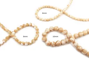 SP1049-50-51 Round Shell Bead 6mm, 8mm, 10mm Choose Size Below