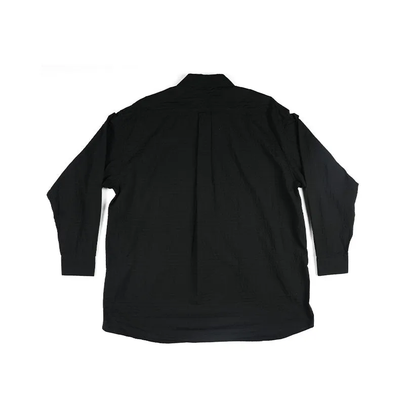 White Mountaineering Woven Jacquard Mesh Pullover Shirt Black
