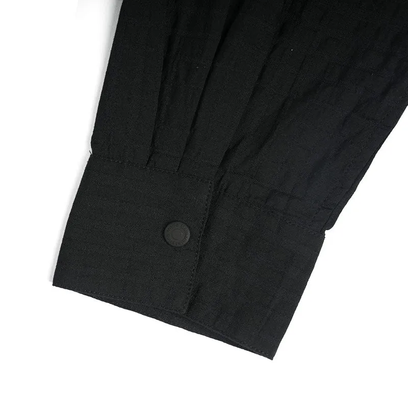 White Mountaineering Woven Jacquard Mesh Pullover Shirt Black